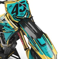 Mx Graphics for Suzuki Dirt Bike TOON Teal and Yellow Front