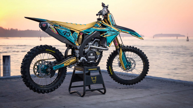 Mx Graphics for Suzuki Dirt Bike TOON Teal and Yellow Promo