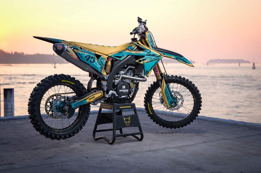 Mx Graphics for Suzuki Dirt Bike TOON Teal and Yellow Promo