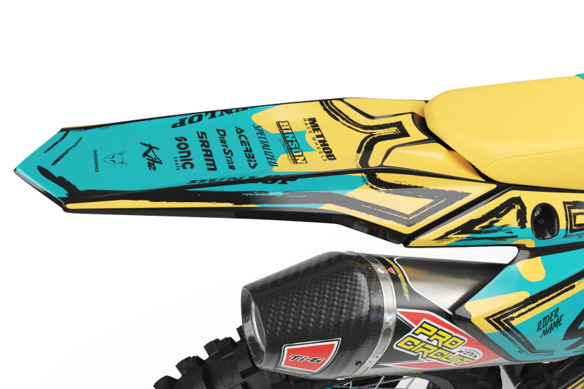 Mx Graphics for Suzuki Dirt Bike TOON Teal and Yellow Tail