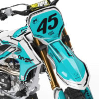 Mx Graphics for Yamaha Dirt Bike TOON Teal and Grey Front