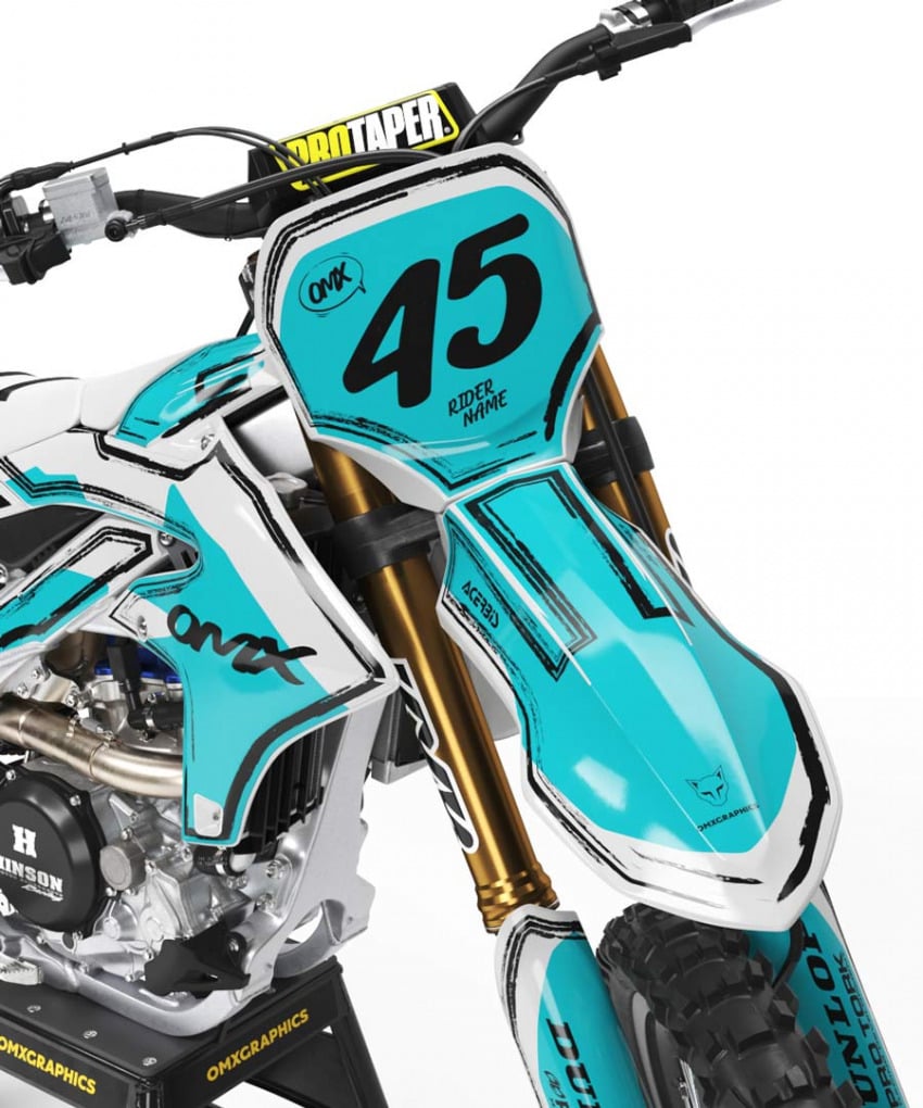 Mx Graphics for Yamaha Dirt Bike TOON Teal and Grey Front