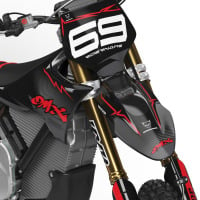 Black and Red Graphics Kit for Stark Varg Dirt Bike Carbon Front