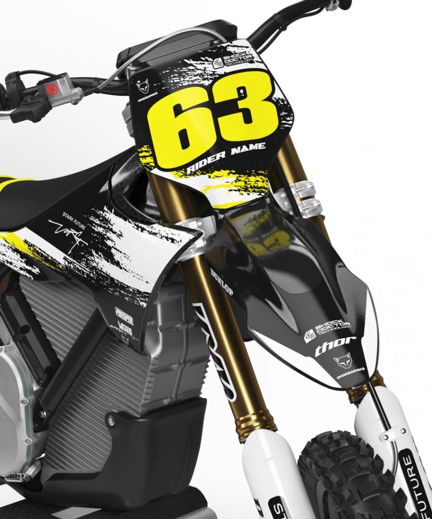 Graphics Kit for Stark Varg Bike in Black and Yellow HANGOUT Front