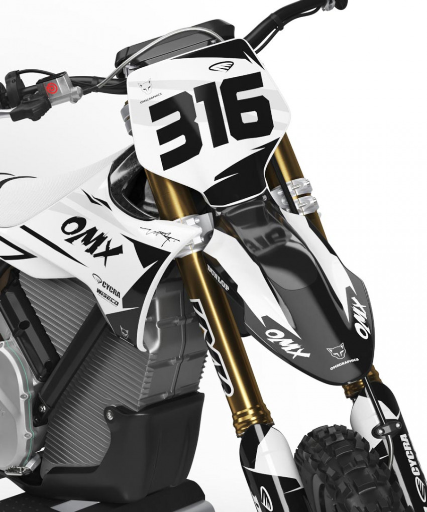 Black and White Graphics for Stark Varg Dirt Bike CREED Front