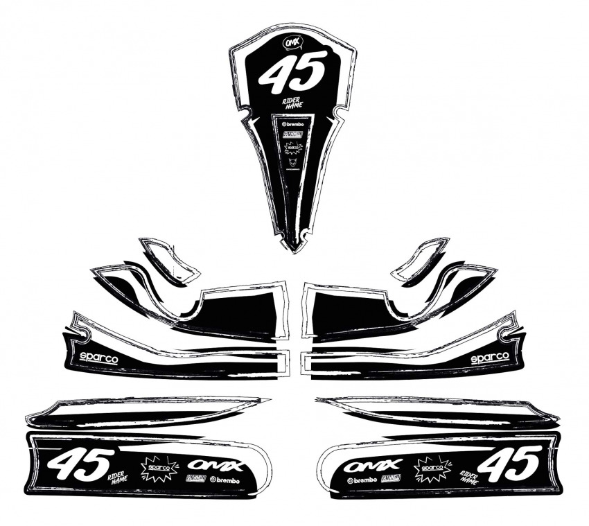 Go Kart Graphics Kit TOON Black and White Layout