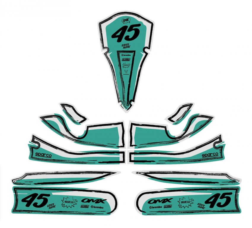 Go Kart Graphics Kit TOON Teal Layout