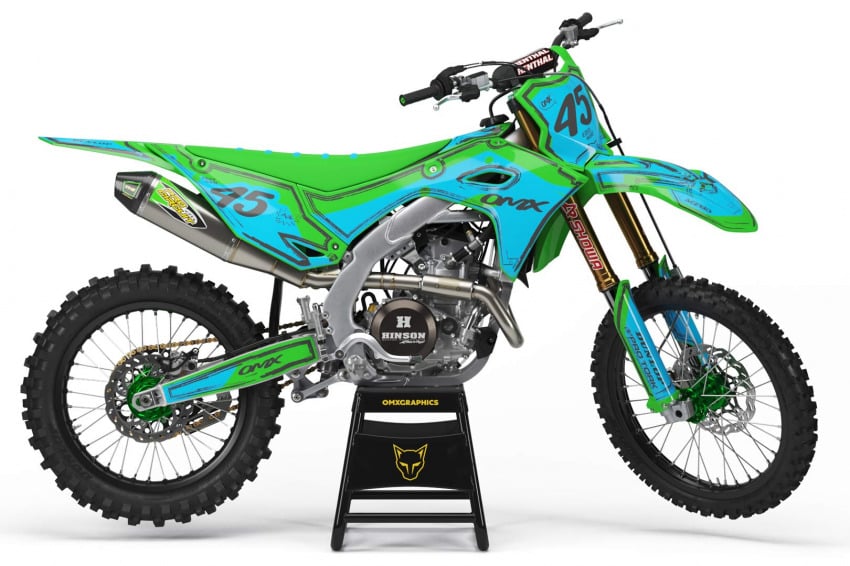 Mx Graphics for all Kawasaki Dirt Bike Models TOON Blue