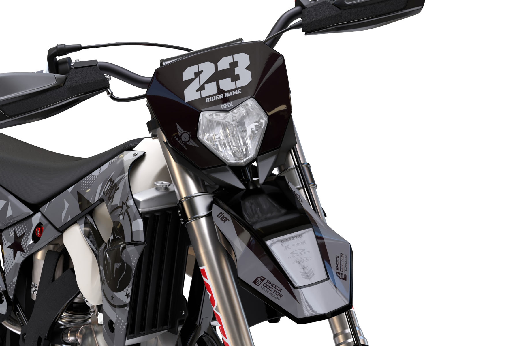 Mx Graphics Kit for Sherco Dirt Bike Army Grey Front