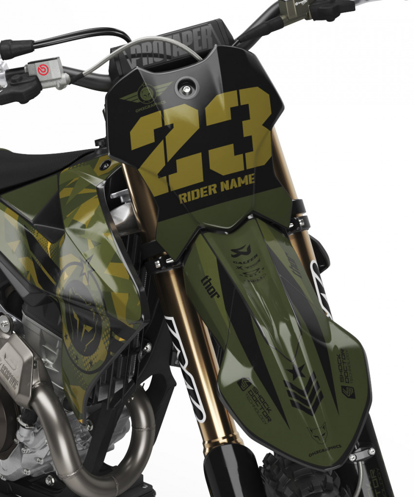 Mx Graphics for Triumph Dirt Bike ARMY Front