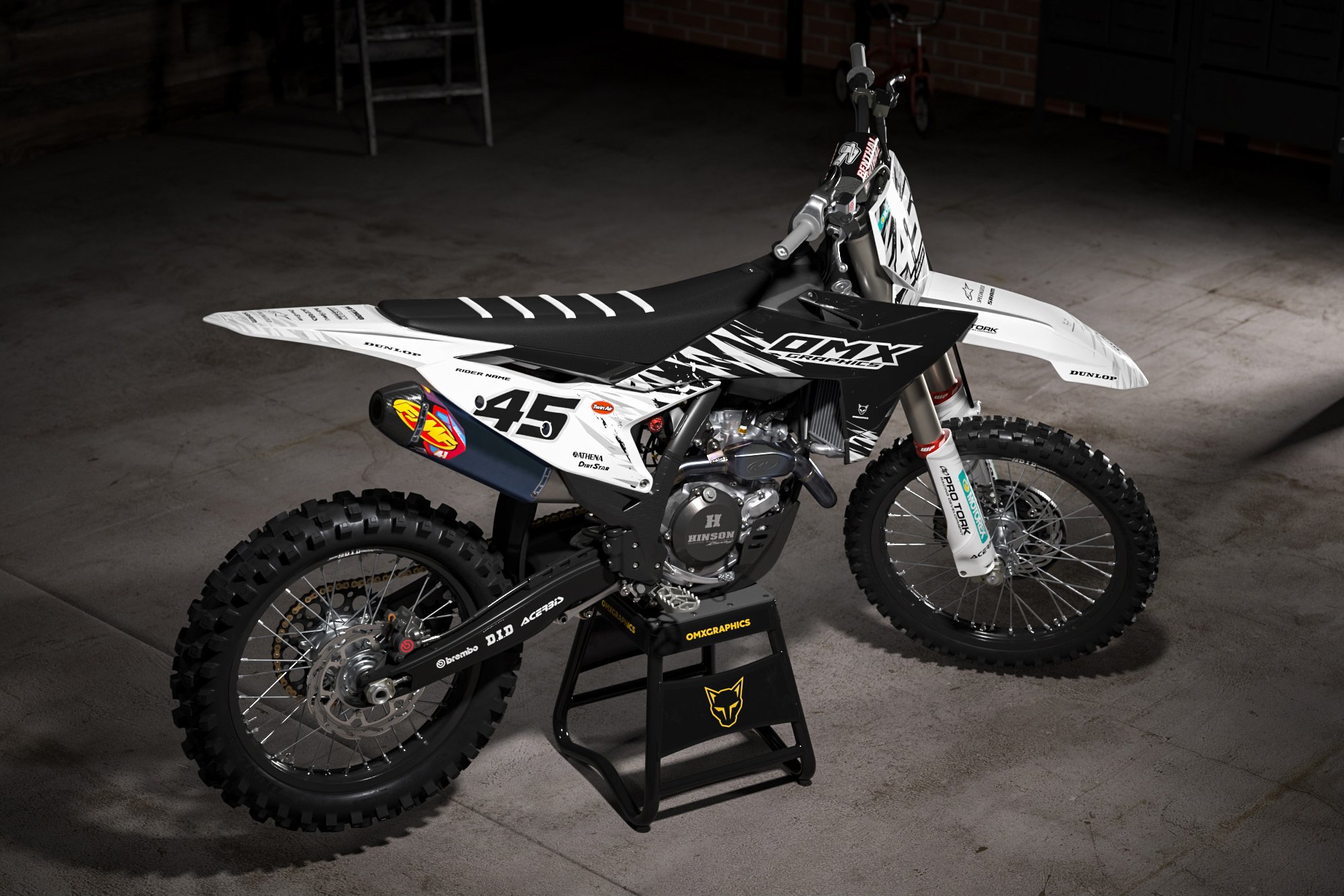 White Mx Graphics for KTM Dirt Bike Ripcore Promo