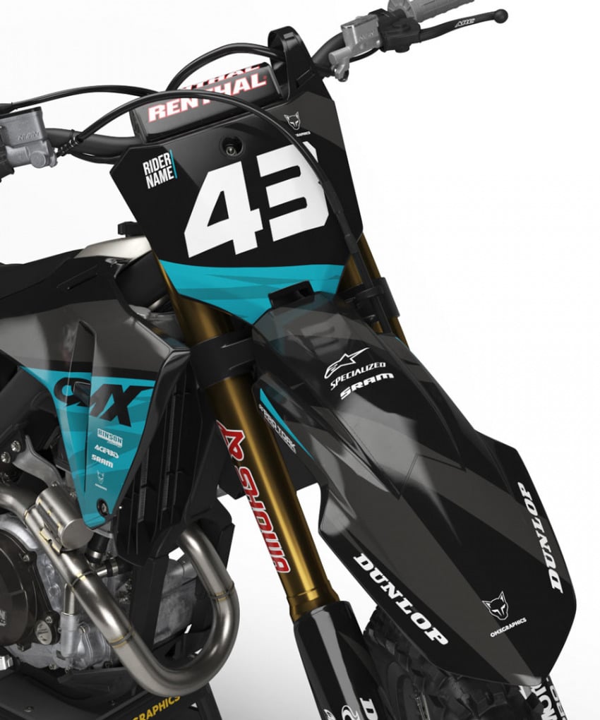 Dirt Bike Graphics for Honda Frost Blue Front