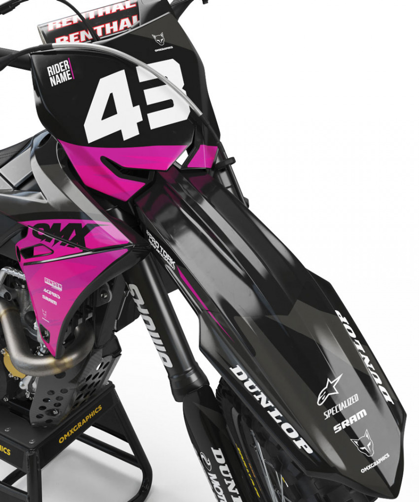 MX Graphics for Suzuki Dirt Bike Frost Pink FrontMX Graphics for Suzuki Dirt Bike Frost Pink Front