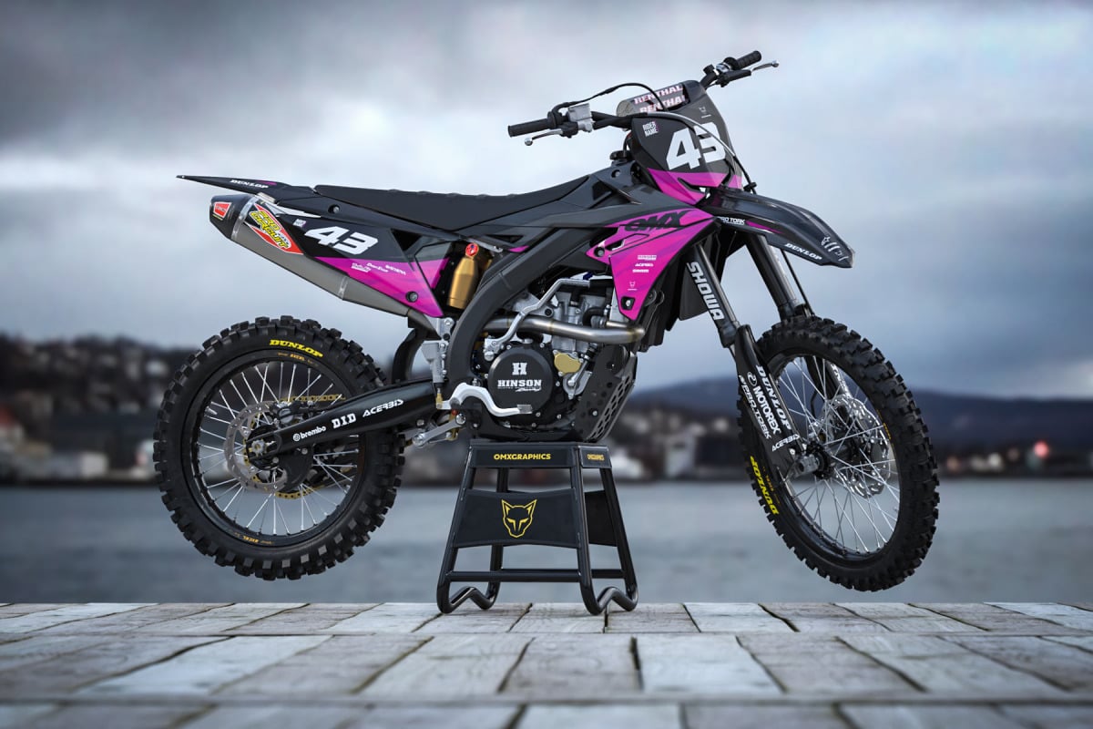 MX Graphics for Suzuki Dirt Bike Frost Pink Promo