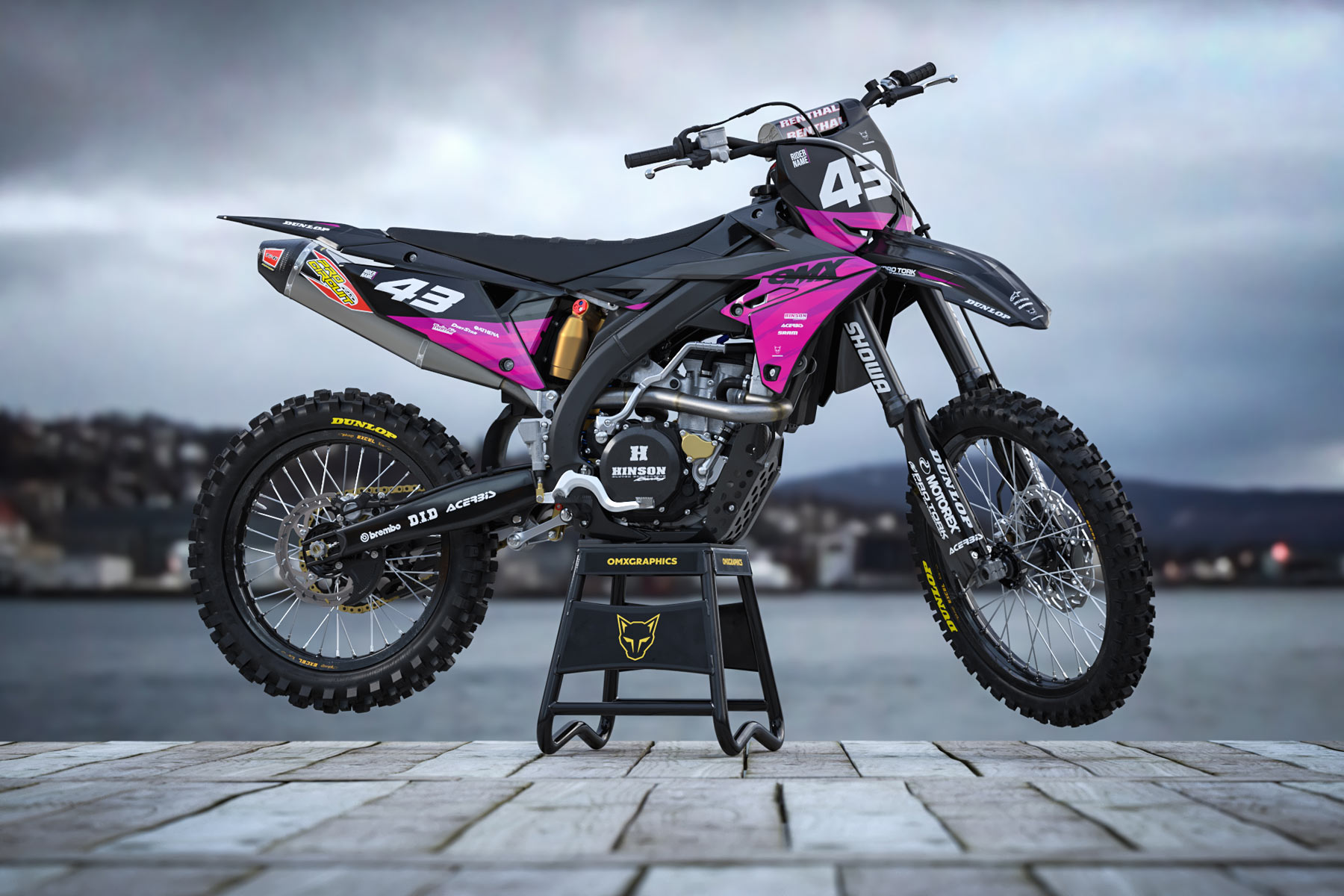 MX Graphics for Suzuki Dirt Bike Frost Pink Promo