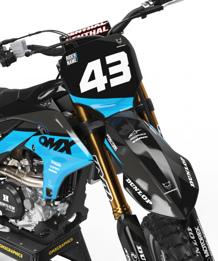 MX Graphics for Yamaha Dirt Bike Frost Blue Front