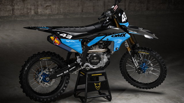 MX Graphics for Yamaha Dirt Bike Frost Blue Promo