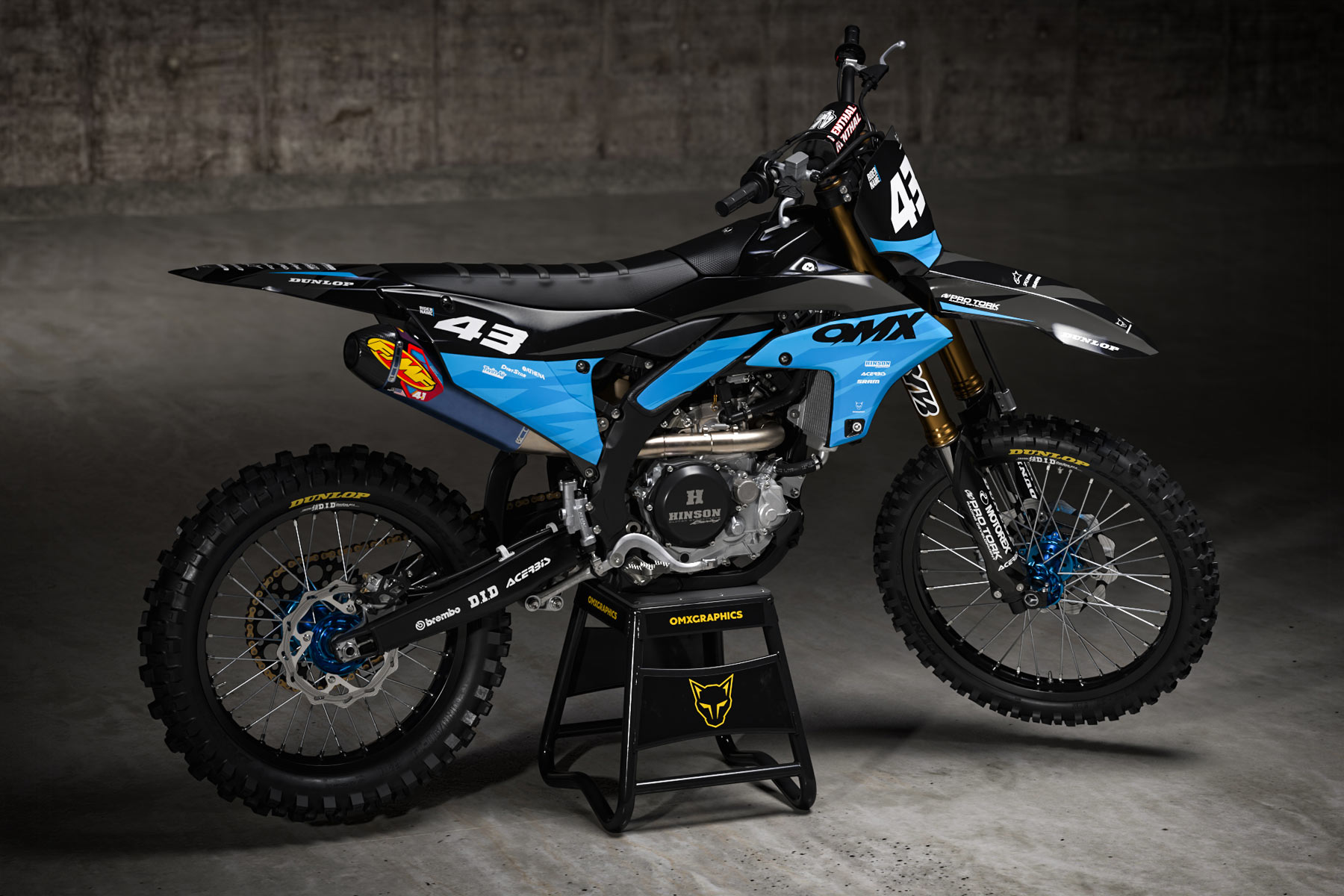 MX Graphics for Yamaha Dirt Bike Frost Blue Promo