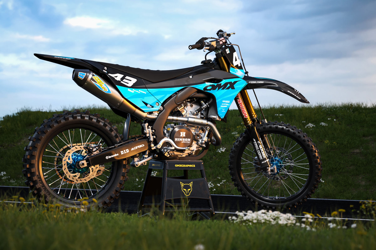 Blue Dirt Bike Graphics for Kawasaki Frost Promo