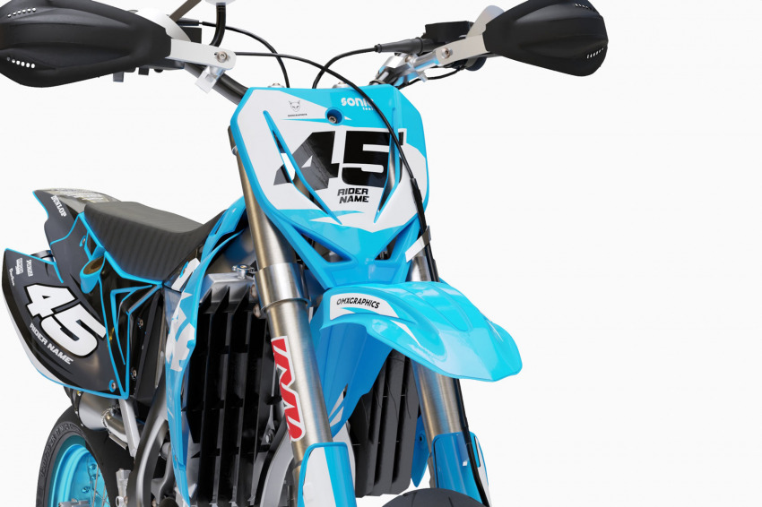 Blue Dirt Bike Graphics for TM Racing Local Front