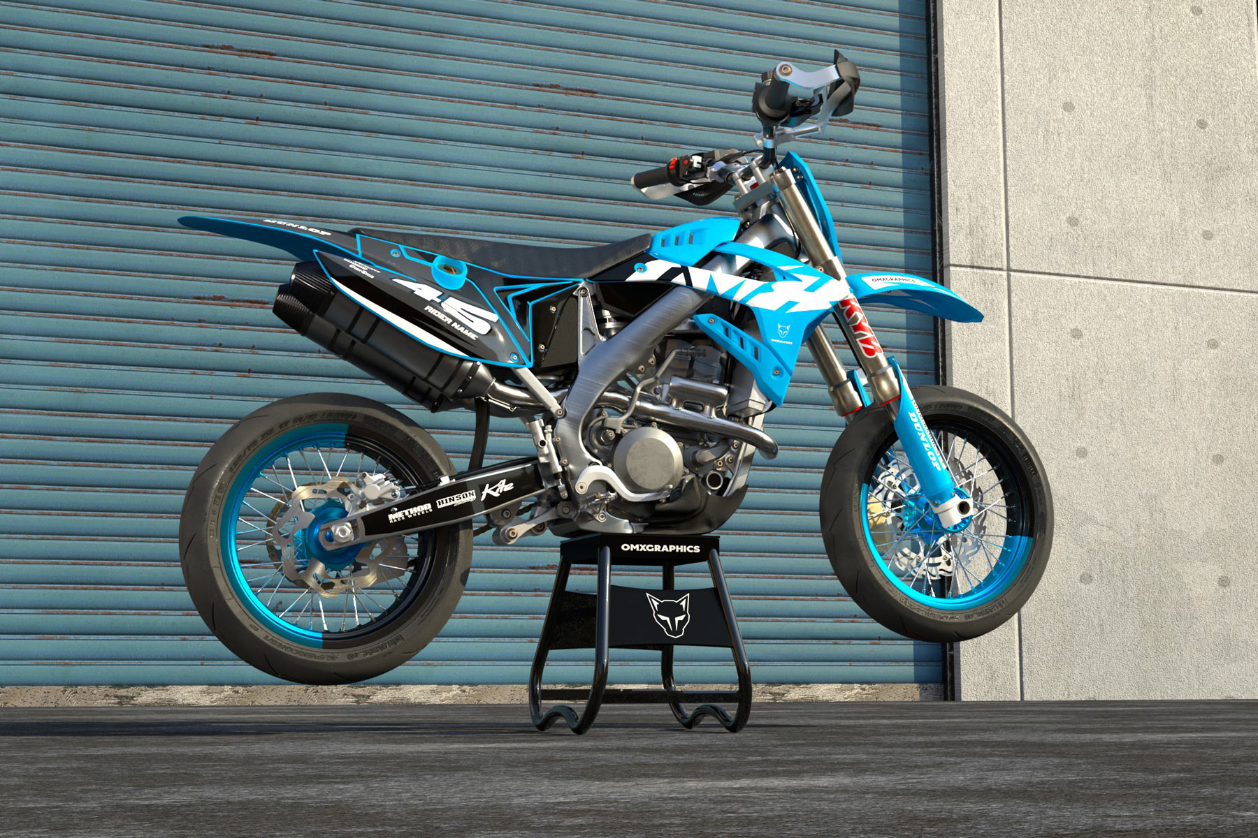 Blue Dirt Bike Graphics for TM Racing Local Promo