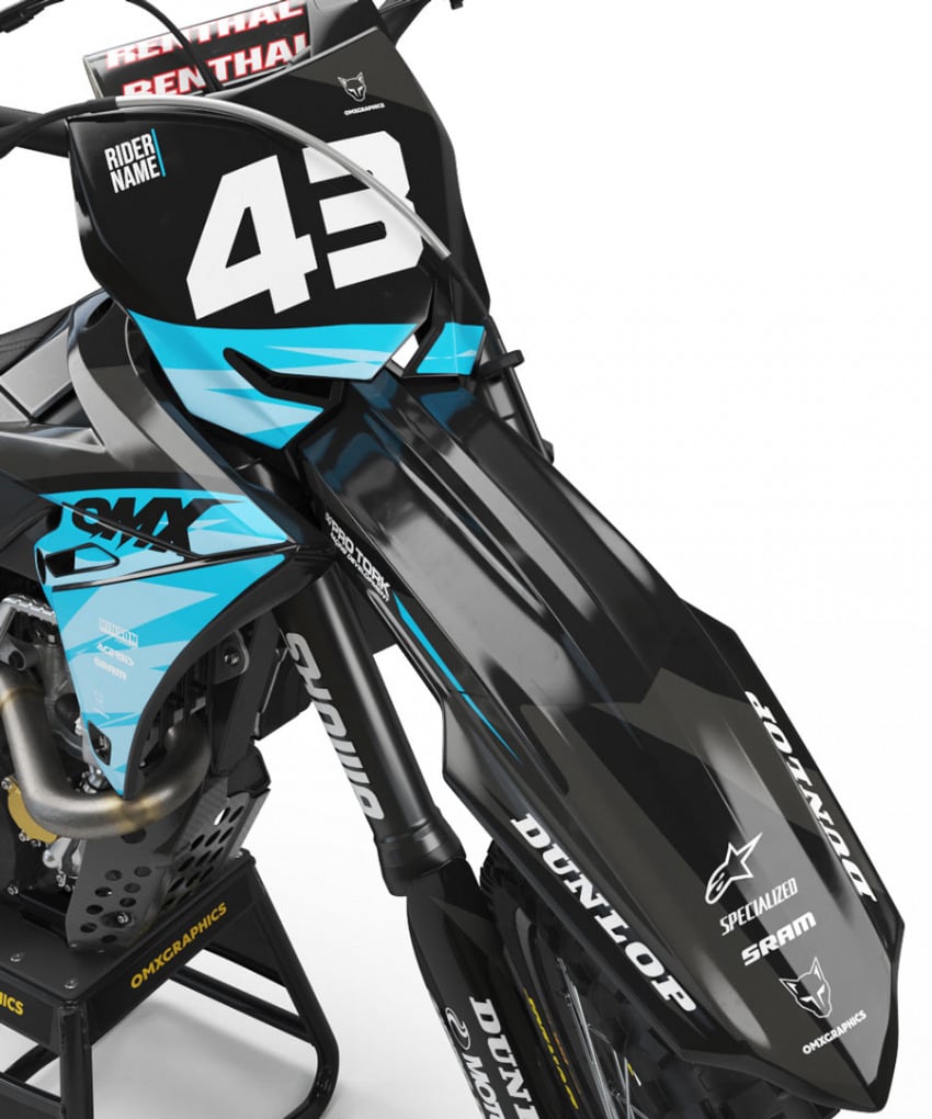 Dirt Bike Graphics Kit for Suzuki Frost Blue Front
