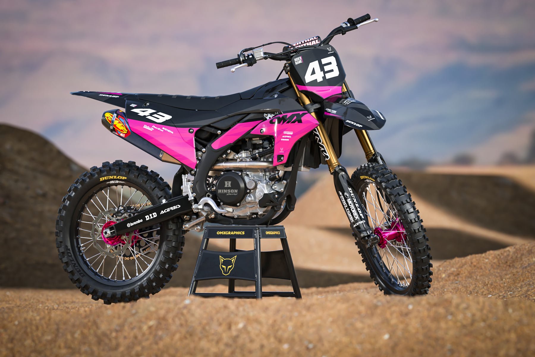 Dirt Bike Graphics Kit for Yamaha Frost Pink Promo