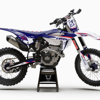 Dirt Bike Graphics for Beta Enigma White and Blue