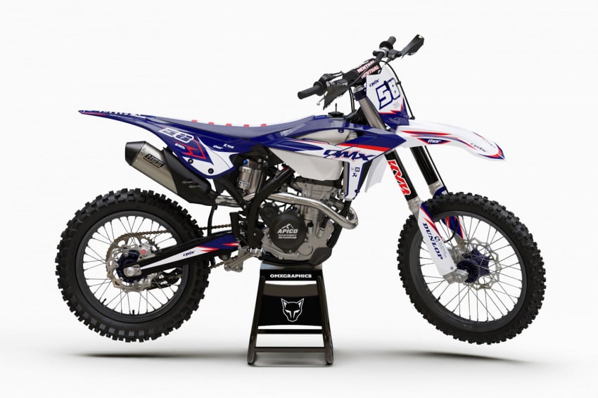 Dirt Bike Graphics for Beta Enigma White and Blue
