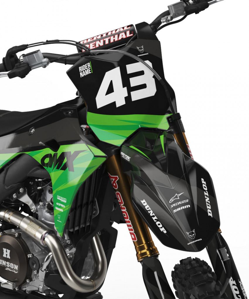 Dirt Bike Graphics for Kawasaki Frost Green Front