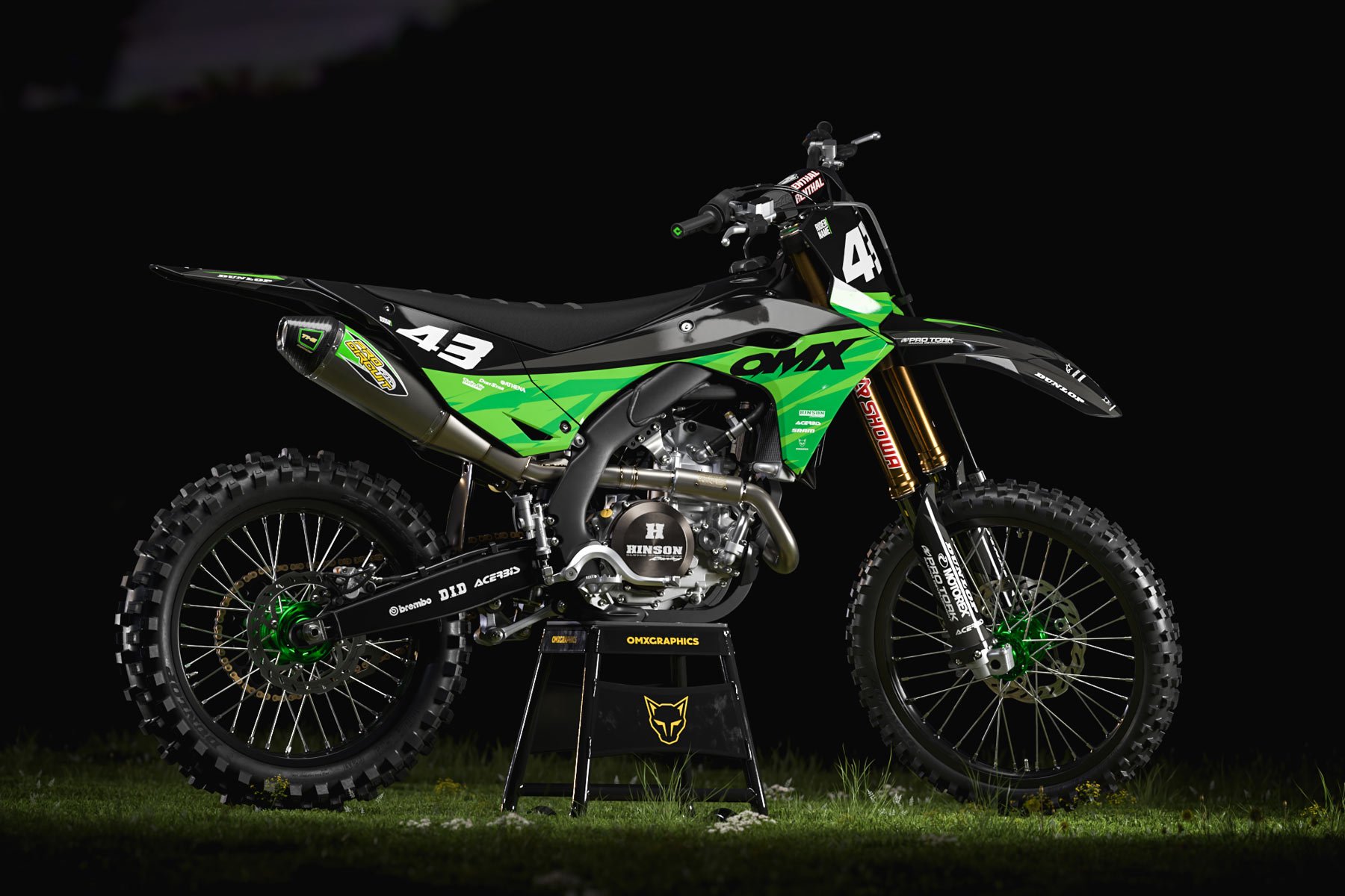 Dirt Bike Graphics for Kawasaki Frost Green Promo