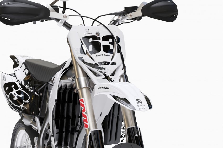 Dirt Bike Graphics for TM Racing Hangout White Front