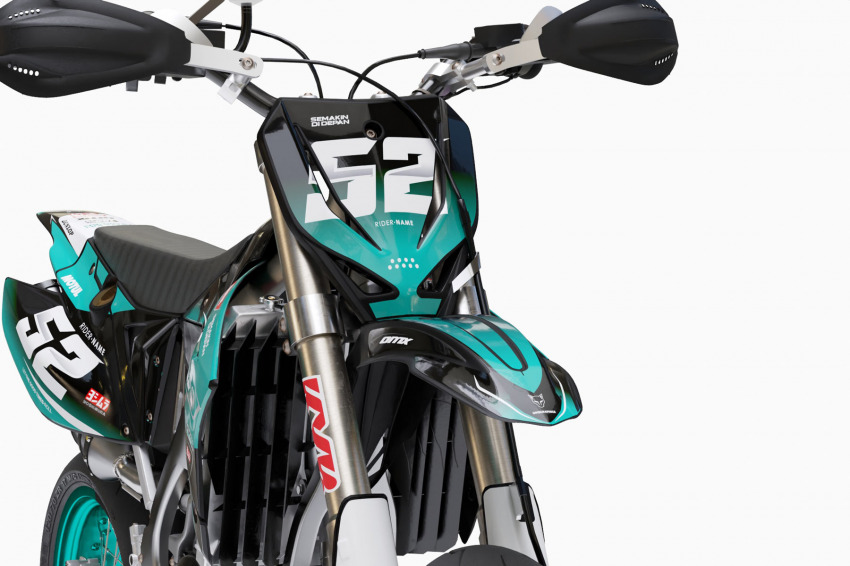 Dirt Bike Graphics for TM Racing Ominous Teal Front