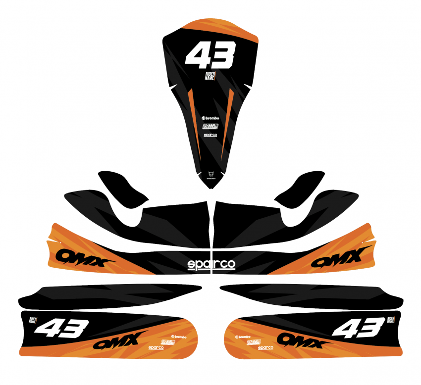 Go Kart Graphics Kit Frost Orange Layout