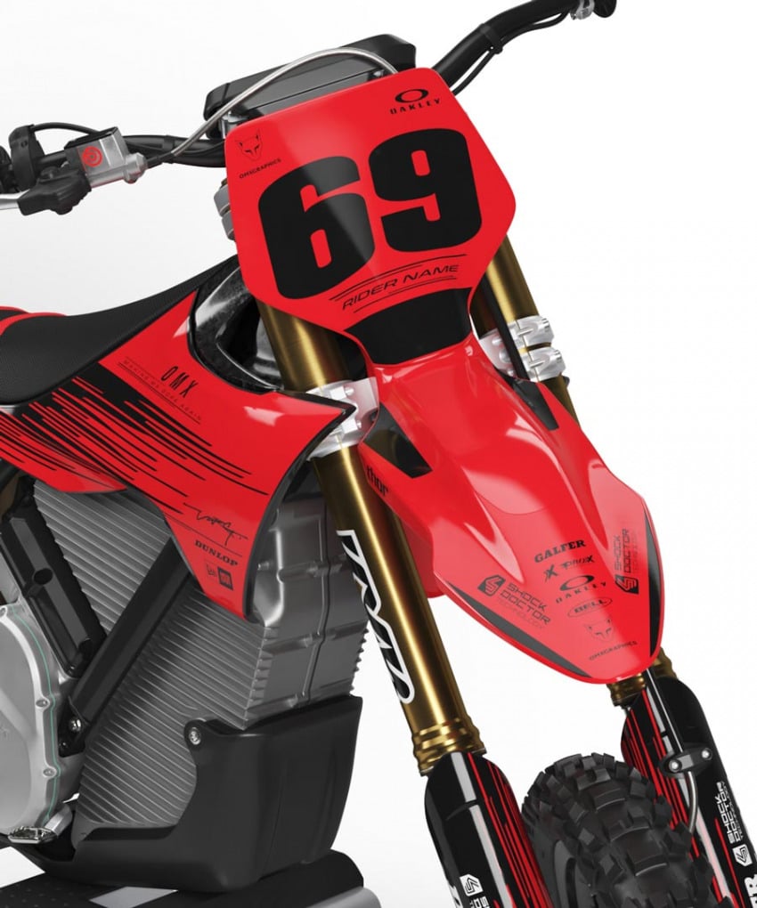 Red Graphics for Stark Varg Dirt Bike Comet Front