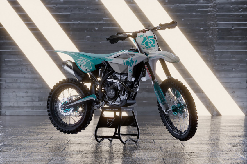 Teal MX Graphics Kit for Beta Dirt Bike Race Promo
