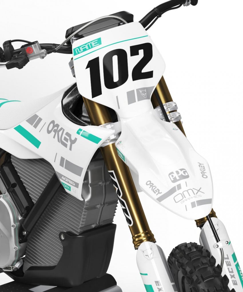 White Dirt Bike Graphics Design for Stark Varg Split Front