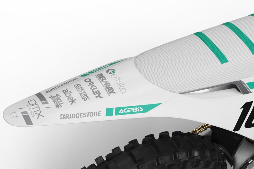 White Dirt Bike Graphics Design for Stark Varg Split Tail