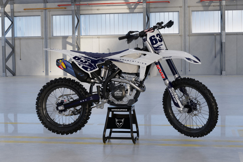 Custom Dirt Bike Graphics for Beta Hangout White and Blue Promo