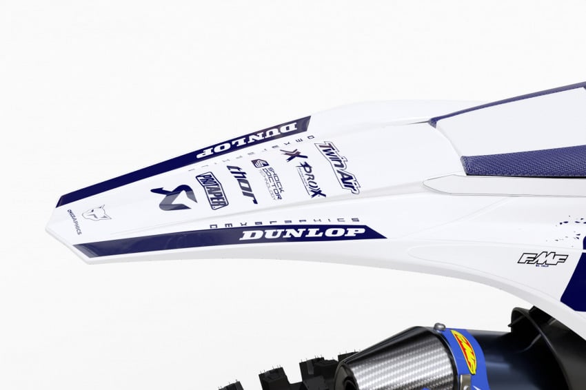 Custom Dirt Bike Graphics for Beta Hangout White and Blue Rear