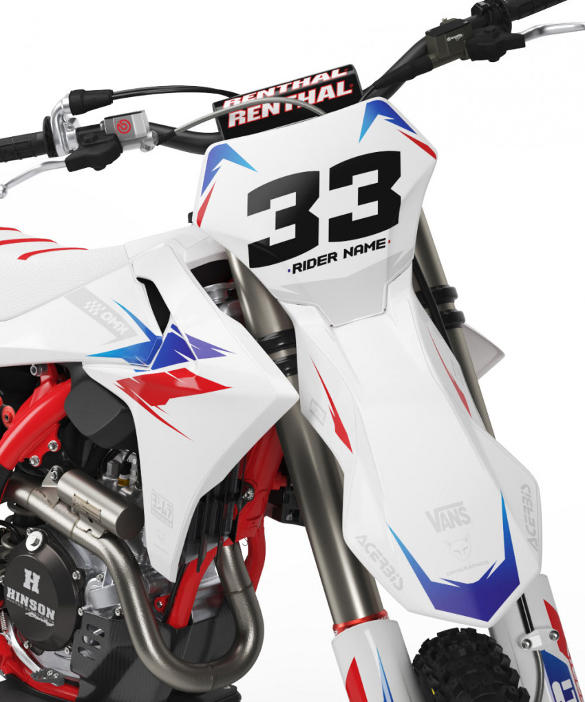 GasGas Dirt Bike Graphics Kit Glitch Red Blue Front