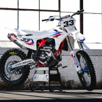 GasGas Dirt Bike Graphics Kit Glitch Red Blue Promo