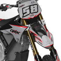 Grey Dirt Bike Graphics for Stark Varg Enigma Front