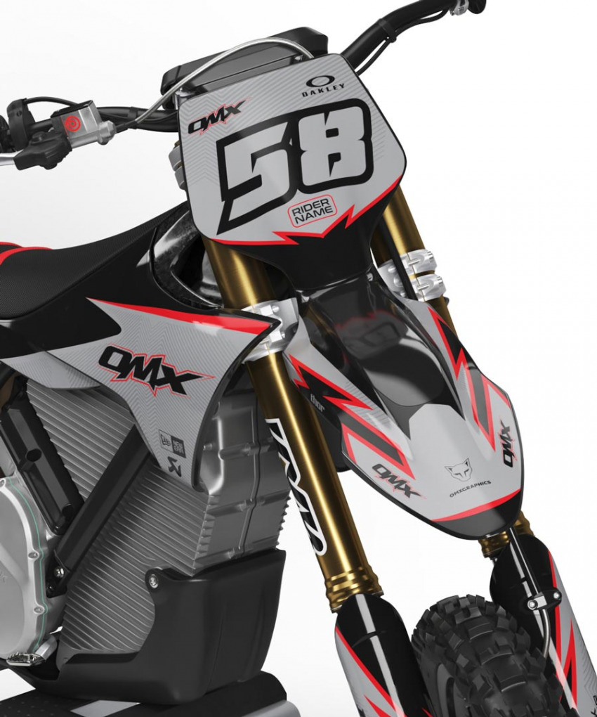 Grey Dirt Bike Graphics for Stark Varg Enigma Front
