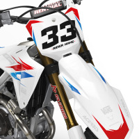 Honda Dirt Bike Graphics Kit Glitch Red Blue Front