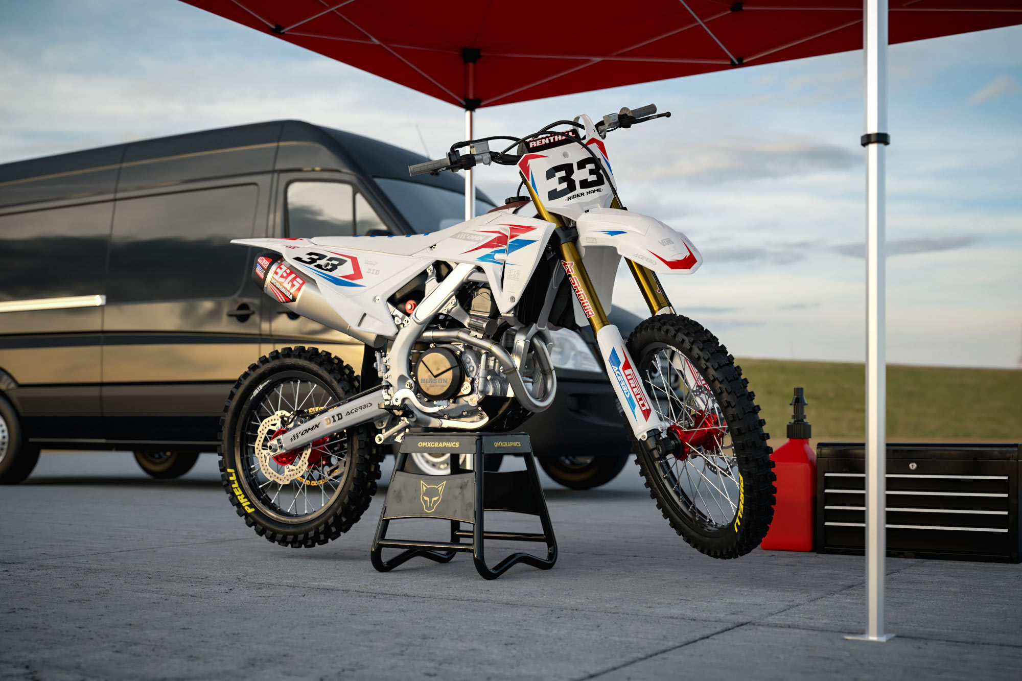 Honda Dirt Bike Graphics Kit Glitch Red Blue Promo