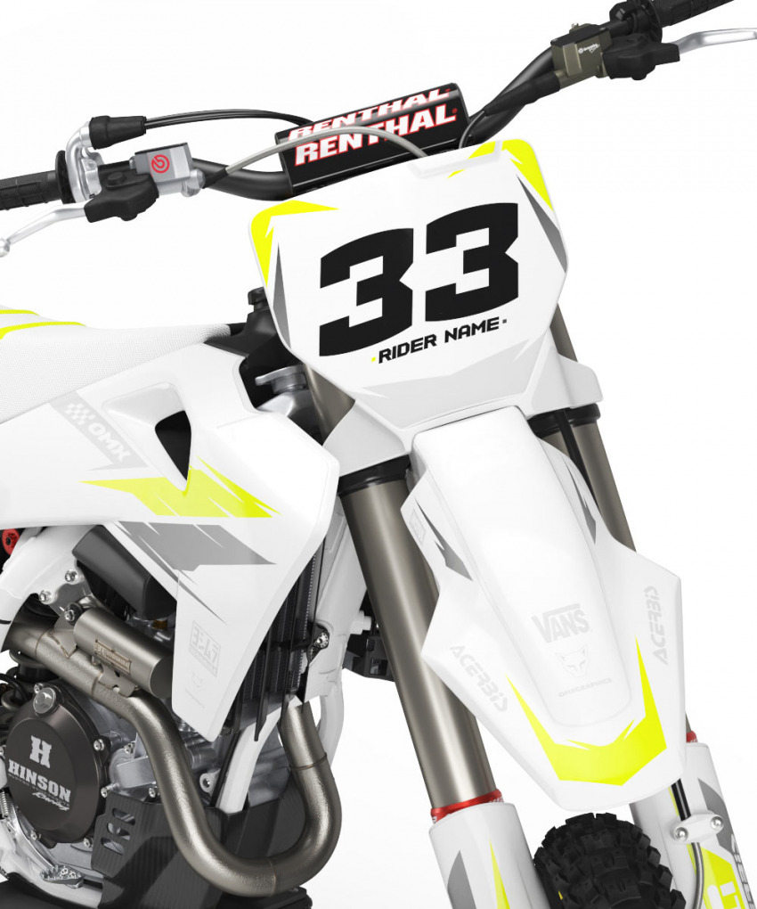 Husqvarna Dirt Bike Graphics Kit Glitch Yellow Grey Front