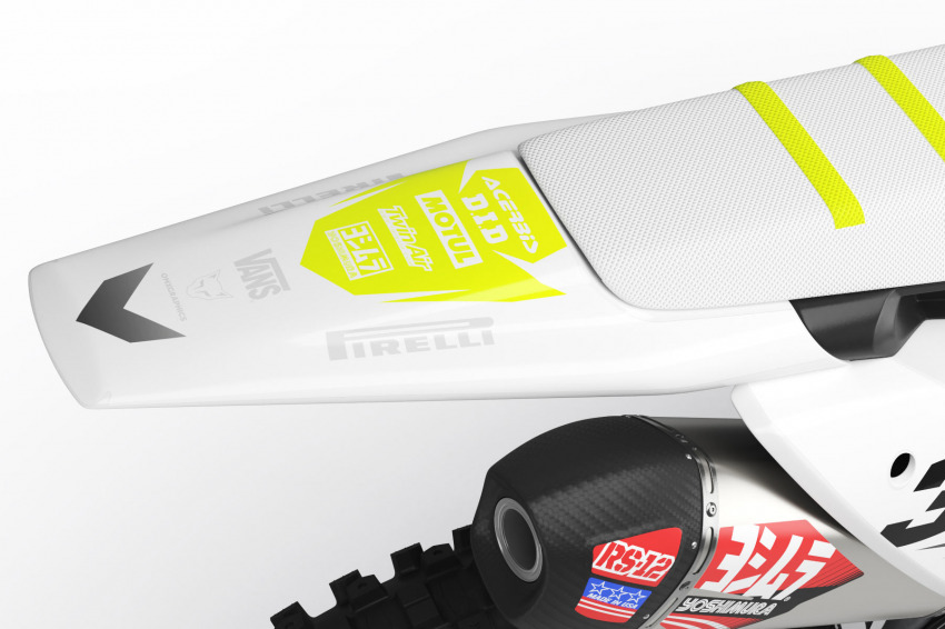 Husqvarna Dirt Bike Graphics Kit Glitch Yellow Grey Rear