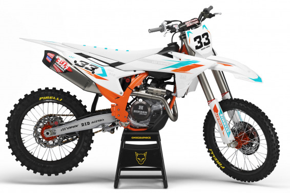 KTM Dirt Bike Graphics Kit Glitch Orange Teal