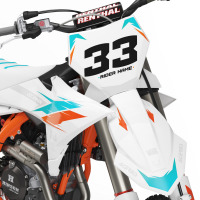KTM Dirt Bike Graphics Kit Glitch Orange Teal Front